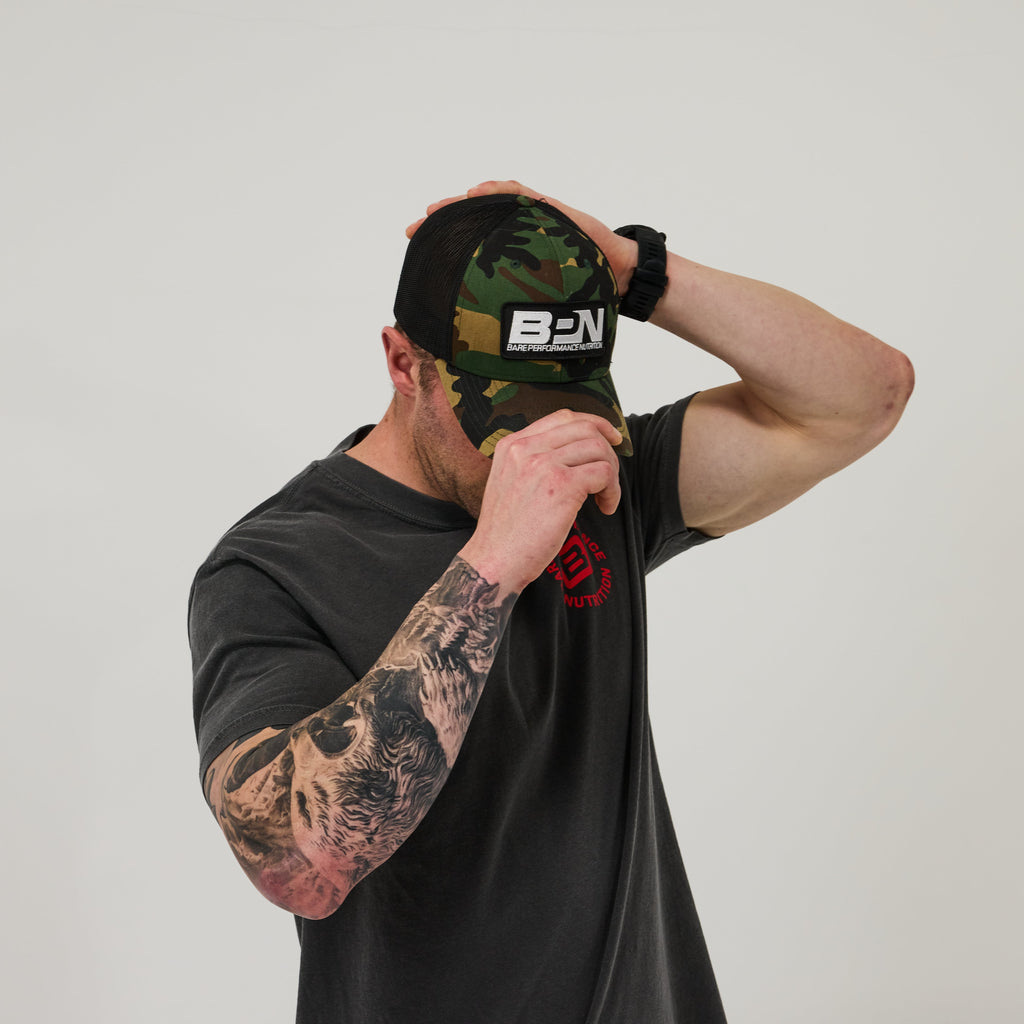 Snapback Hat / Black + Camo