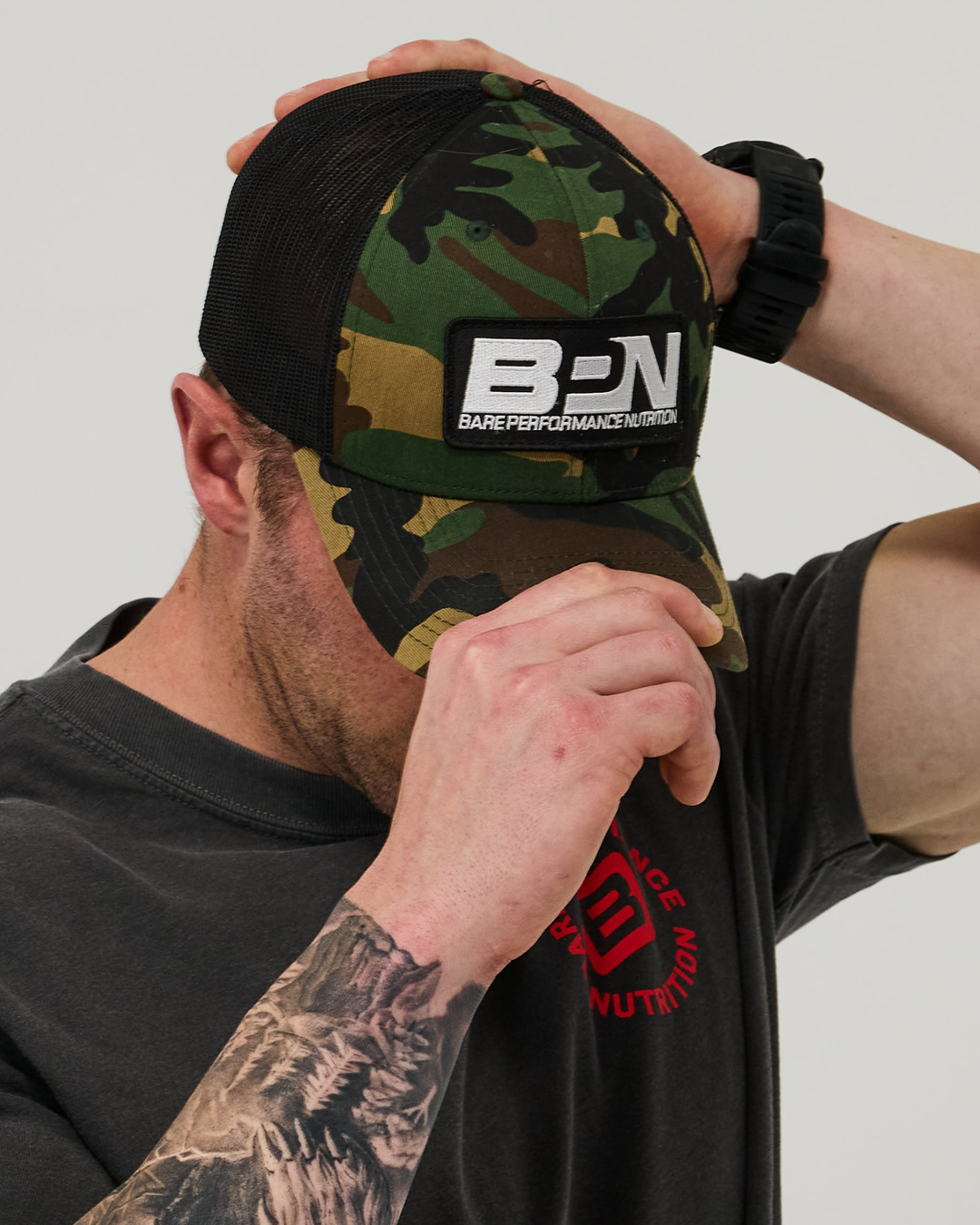 Snapback Hat / Black + Camo
